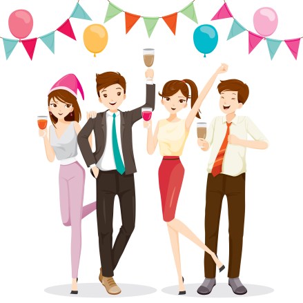 Man And Woman Fun In Party With Drink